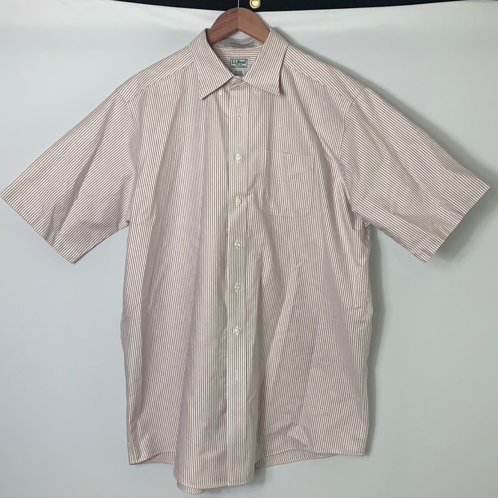 L.L. Bean Short Sleeve Striped Button Down